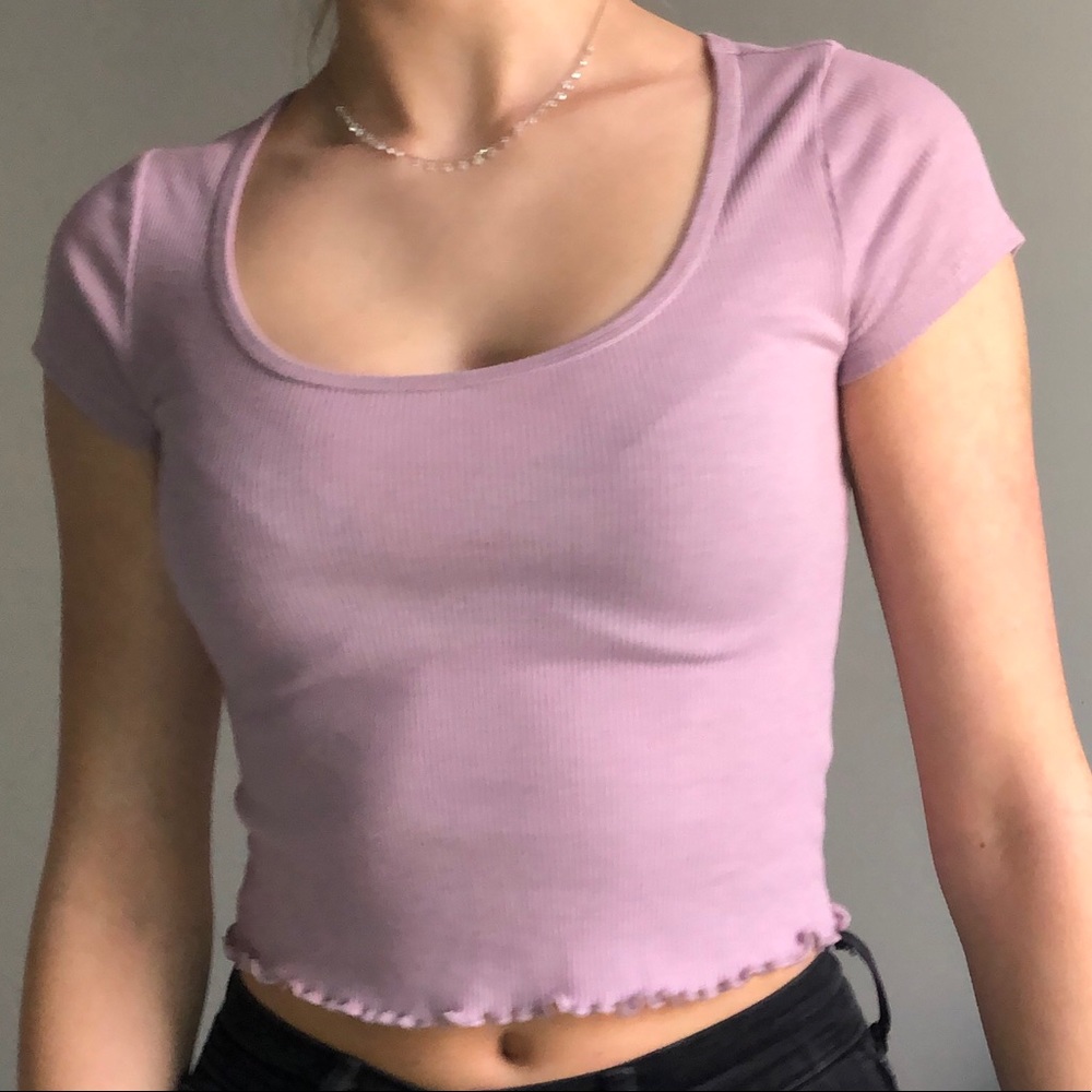 lilac short sleeve lettuce edge pacsun top